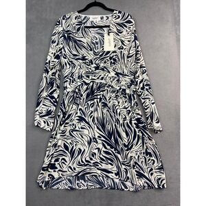 Ba&sh Dress US 8 Blue White‎ Boho Babydoll Robe Calla Geometric Designer